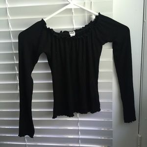 Women’s black, off the shoulder long sleeve